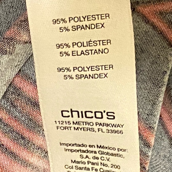 CHICO'S  Black Red Printed Top Shirt Tunic Size Large Longer In Back - Picture 5 of 8